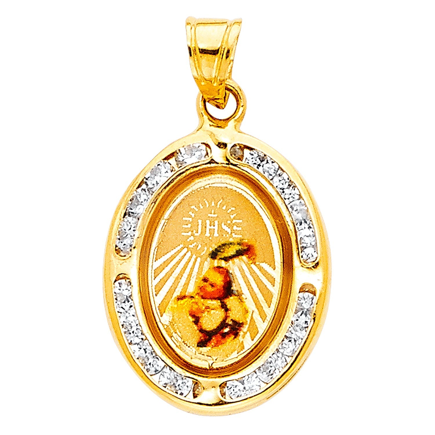 14KY CZ BAPTISM PICTURE PENDANT