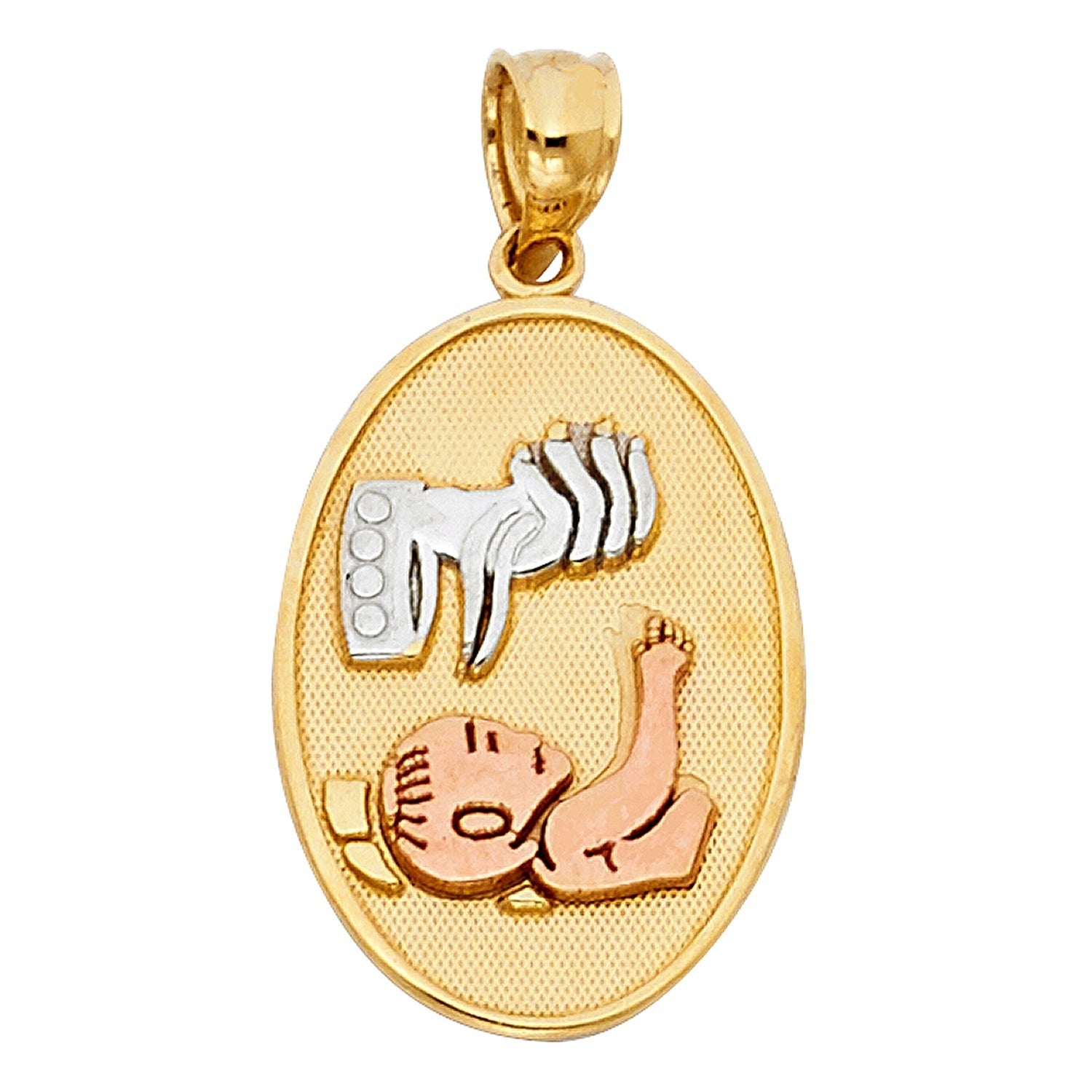 14K 3C BAPTISM PENDANT OVAL BIG