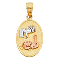 14K 3C BAPTISM PENDANT OVAL SMALL