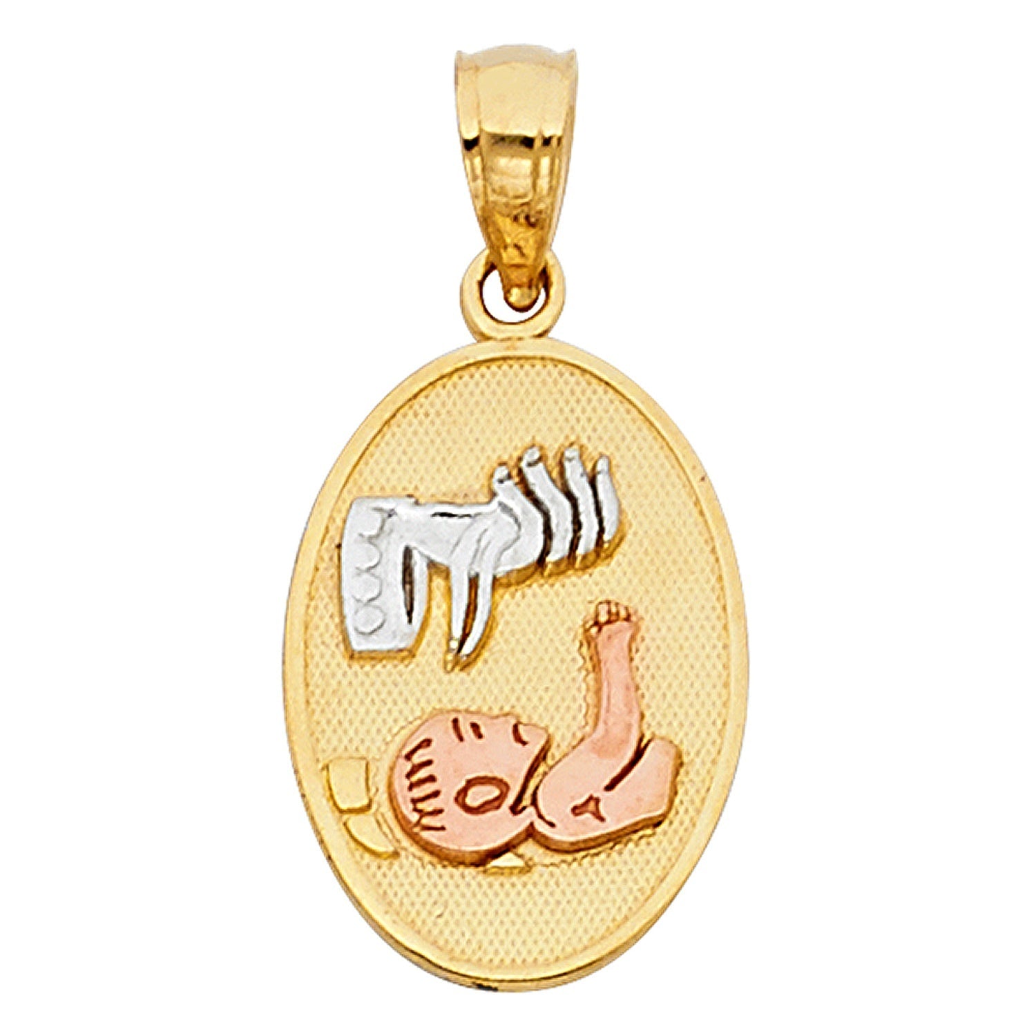 14K 3C BAPTISM PENDANT OVAL SMALL