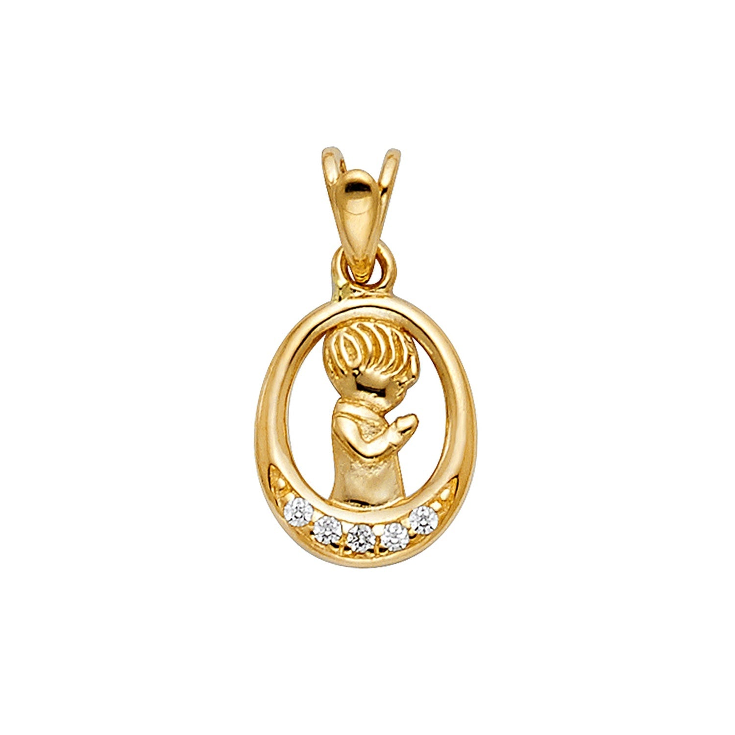 14KY CZ BOY PRAYING PENDANT