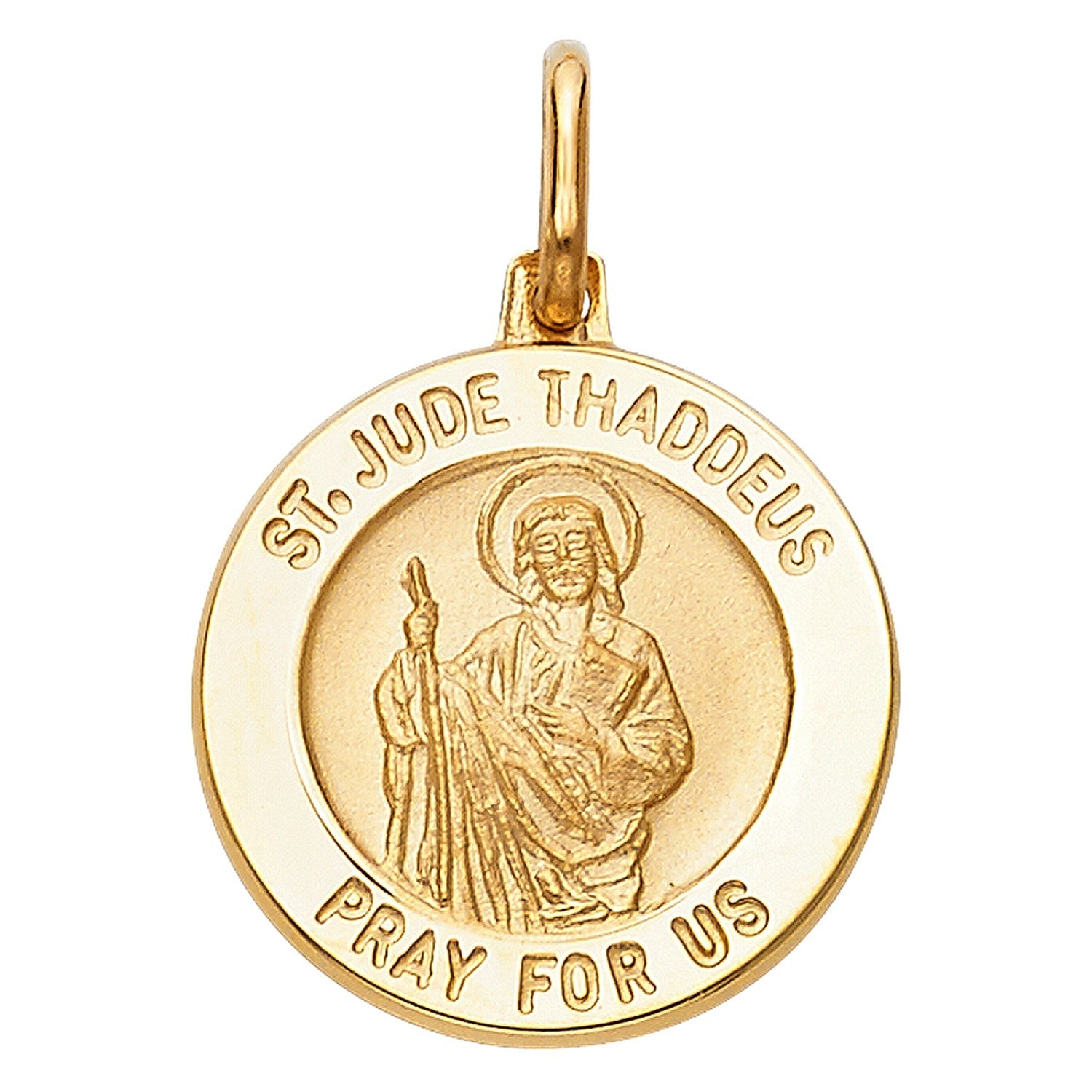 14KY ST. JUDE ROUND MEDAL (18MM)