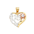 14K 3C 15 YEARS HEART PENDANT (PT358)
