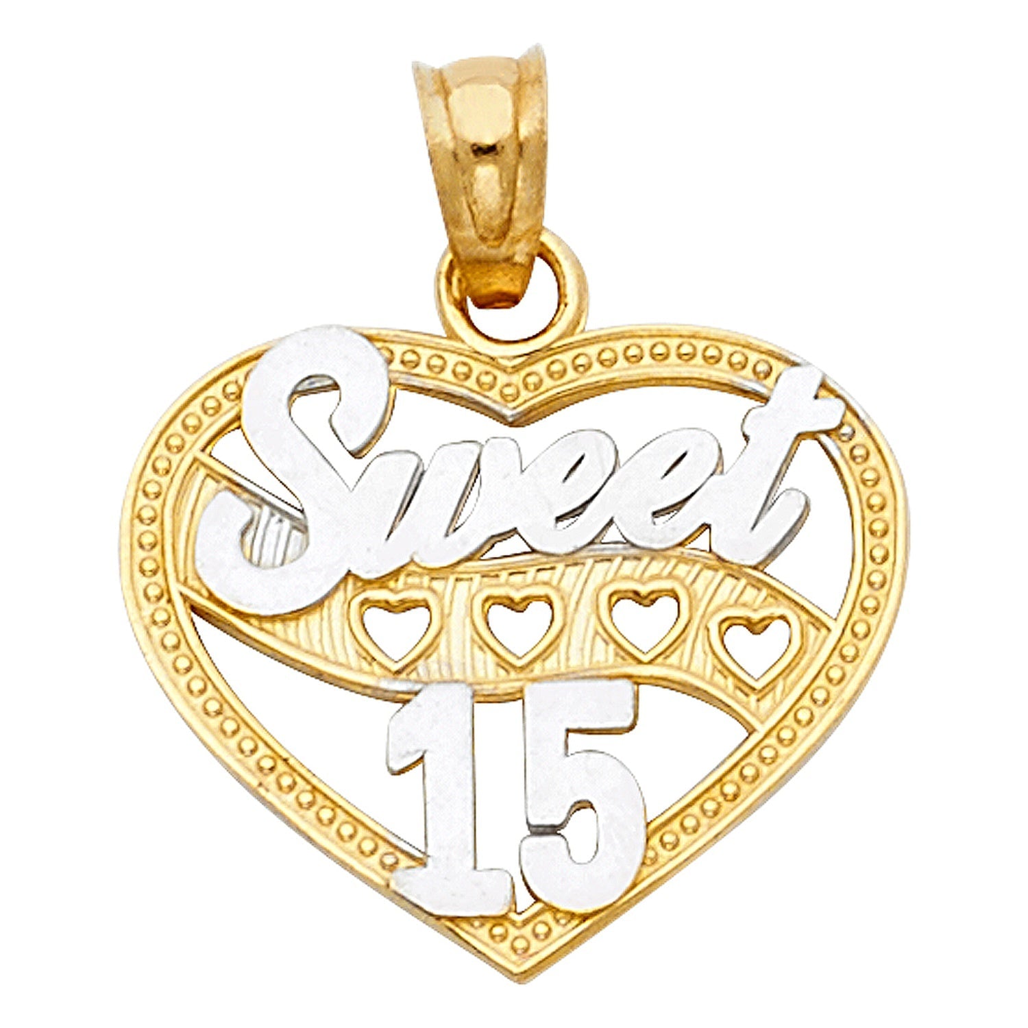 14K 2T 15 YEARS HEART PENDANT (PT362)