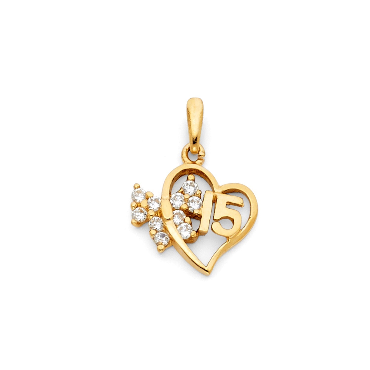 14KY 15 YEARS HEART PENDANT (PT364)