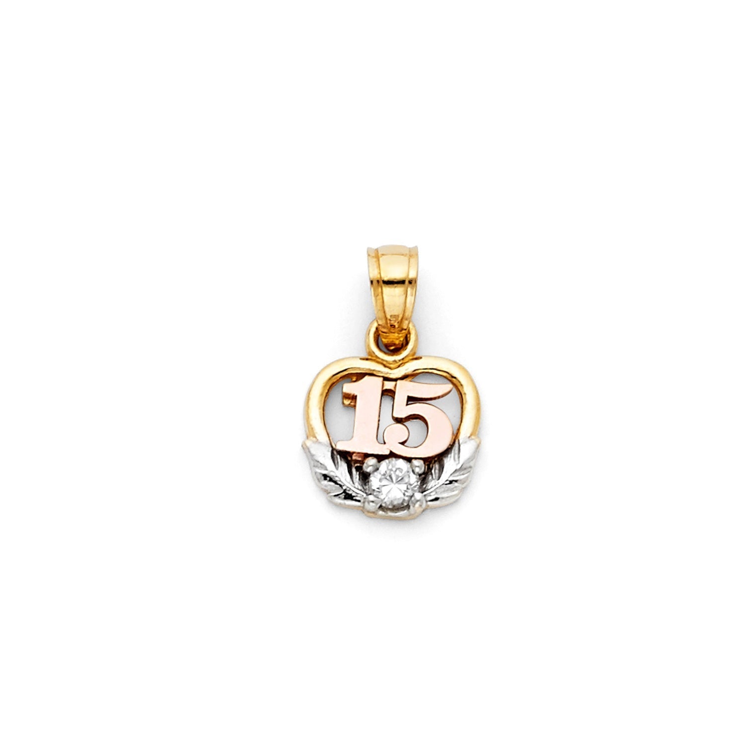 14K 3C 15 YEARS HEART PENDANT (PT368)