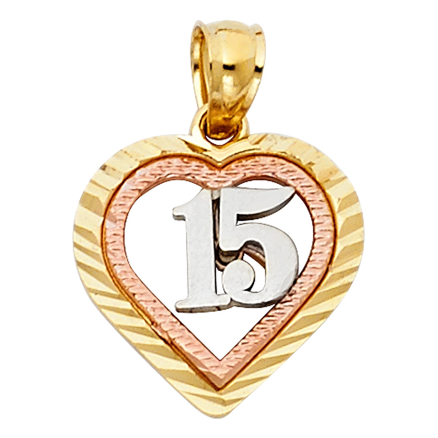 14K 3C 15 YEARS HEART PENDANT (PT369)