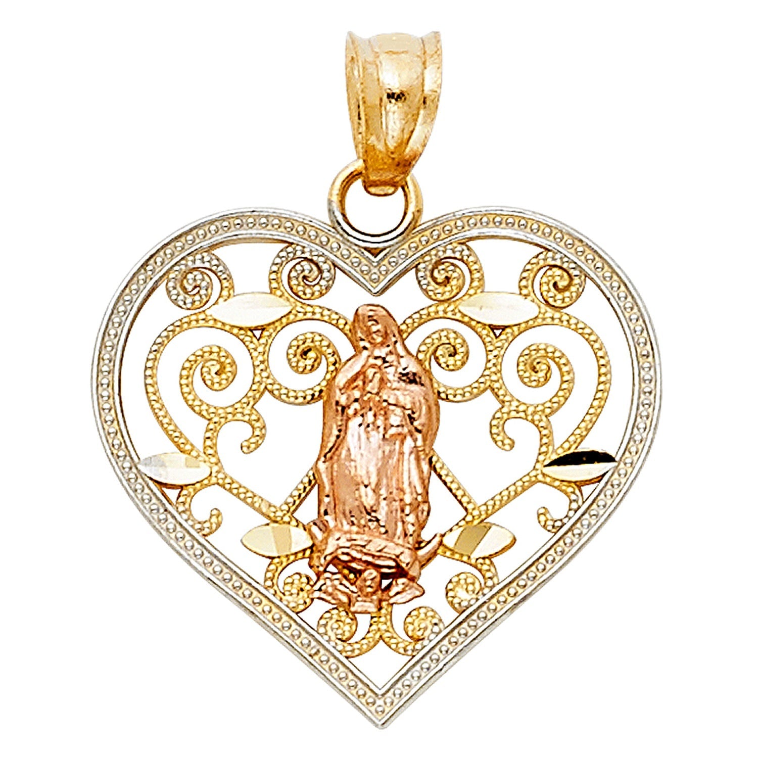 14K 3C RELIGIOUS HEART PENDANT (PT386)