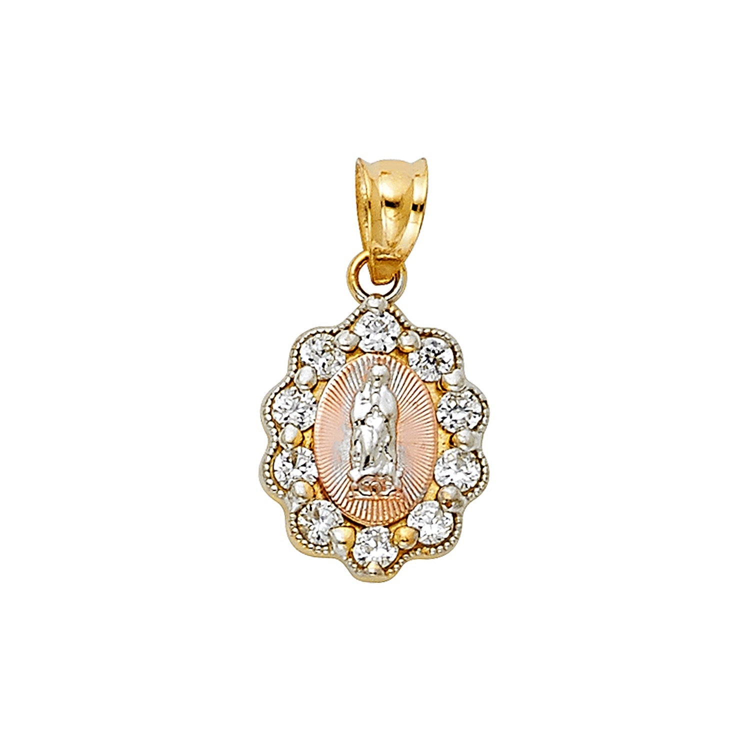 14K 3C CZ RELIGIOUS PENDANT (PT391)