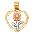14K 3C HEART FLOWER PENDANT (PT394)