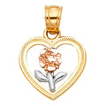 14K 3C HEART FLOWER PENDANT (PT395)