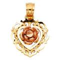 14K 3C FLOWER PENDANT (PT398)