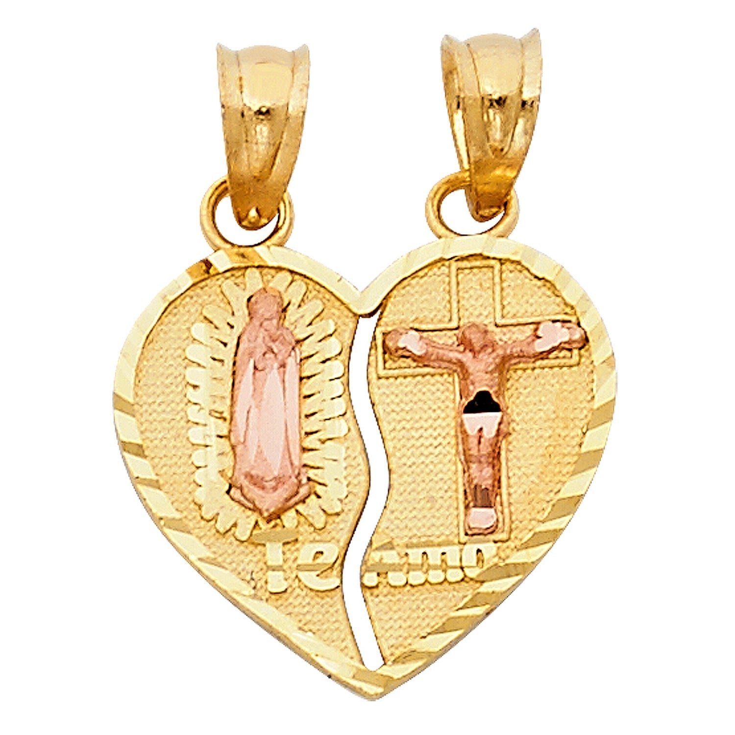 14K 2C HEART PENDANT (PT406)
