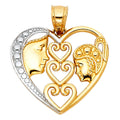 14K 2T HEART PENDANT (PT421)