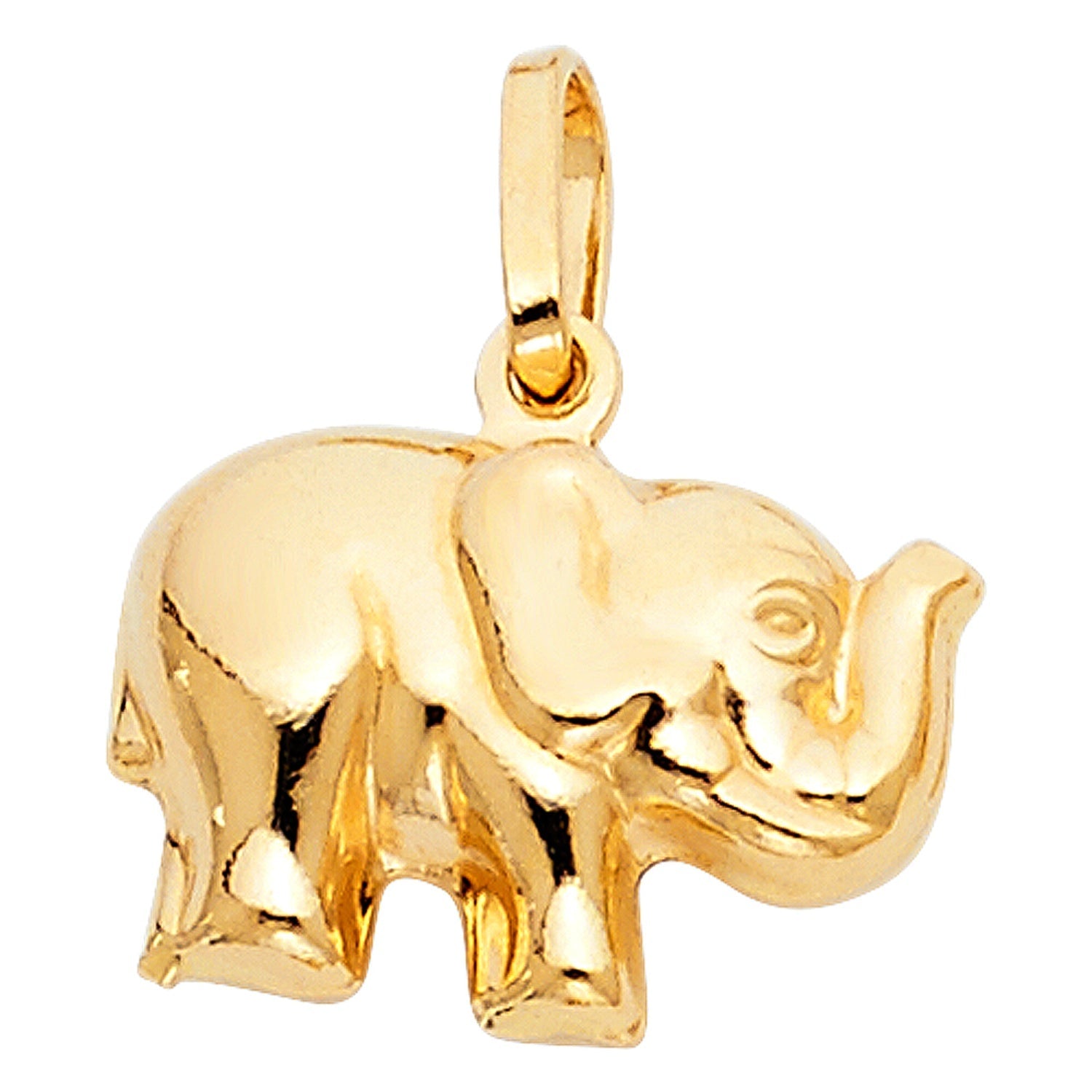 14KY HOLLOW ELEPHANT PENDANT (PT490)