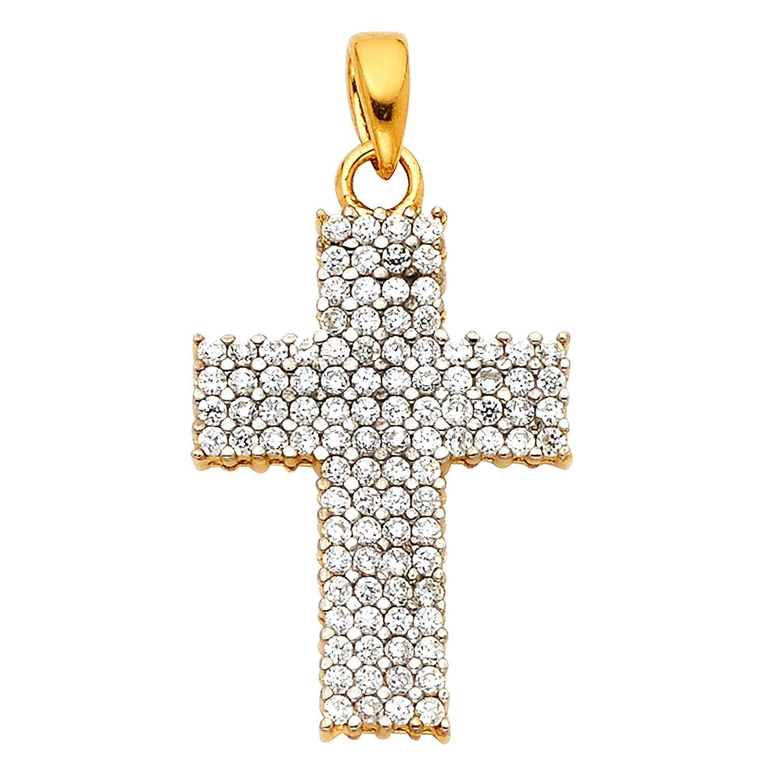 14K 2T CZ CROSS PENDANT (PT529)