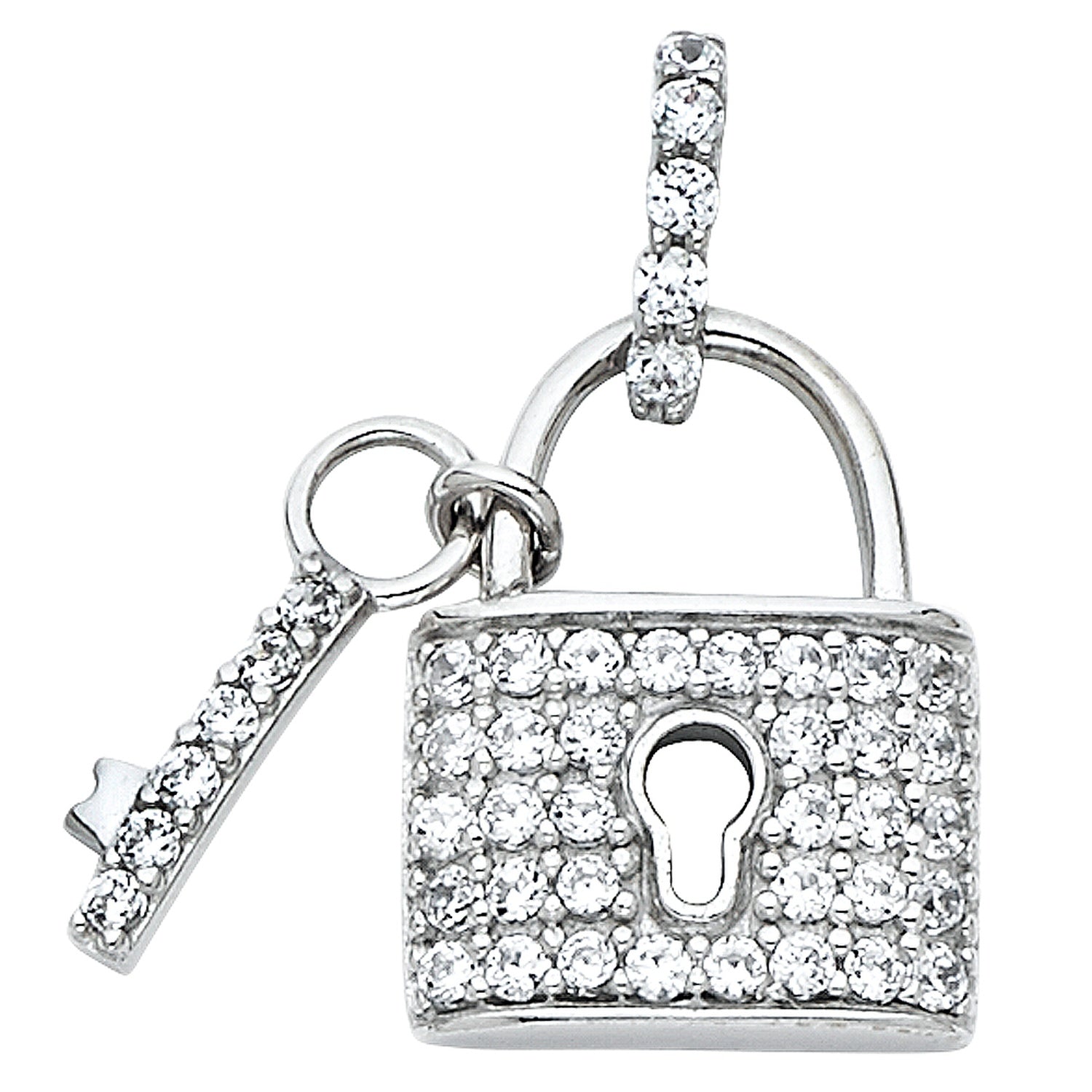 14KW CZ LOCK PENDANT (PT550)