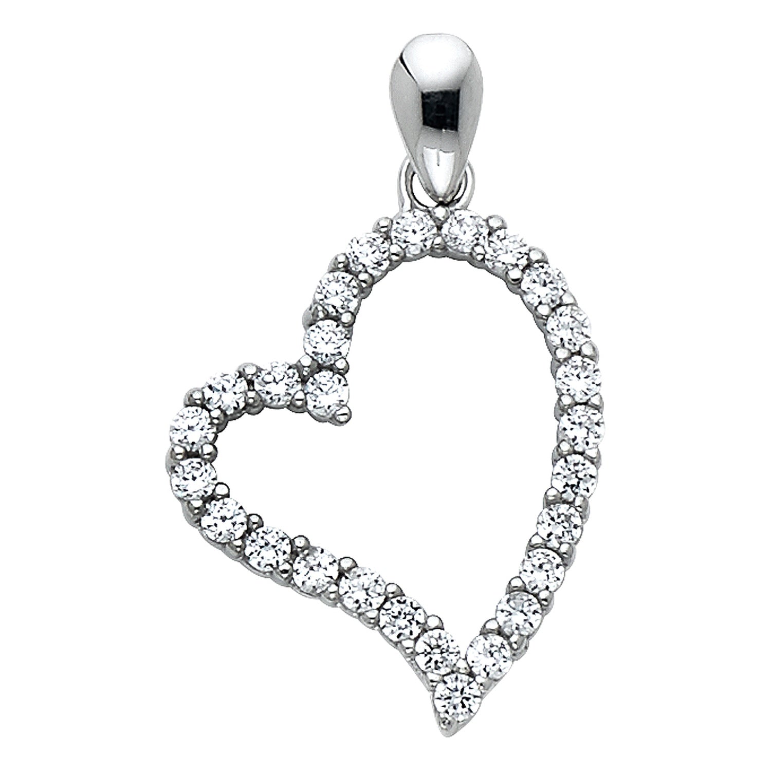 14KW CZ HEART PENDANT (PT569)