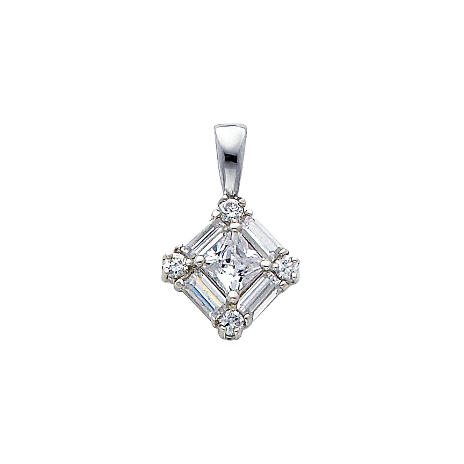 14KW CZ SQUARE PENDANT (PT694W)