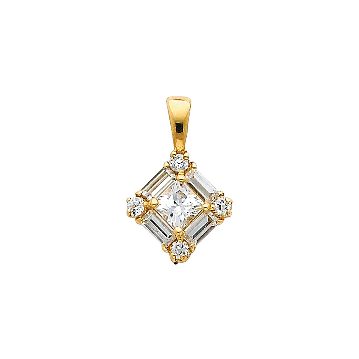 14KY CZ SQUARE PENDANT (PT694)