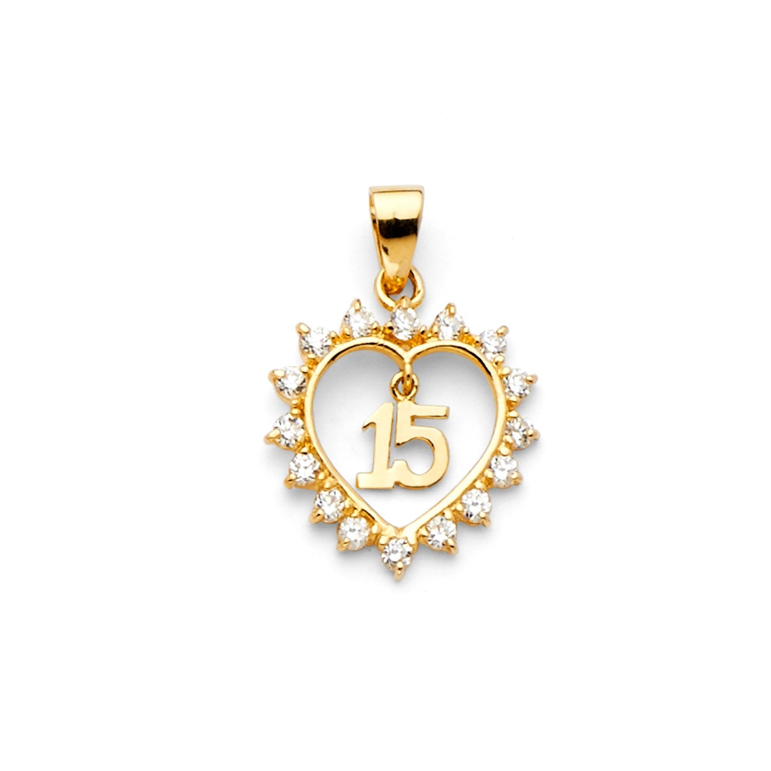 14KY CZ 15 YRS HEART PENDANT (PT720)
