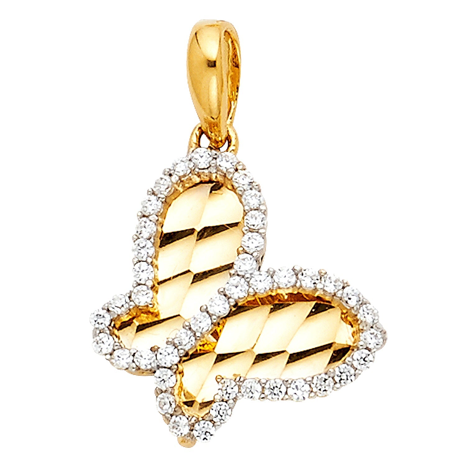 14K 2T CZ BUTTERFLY PENDANT
