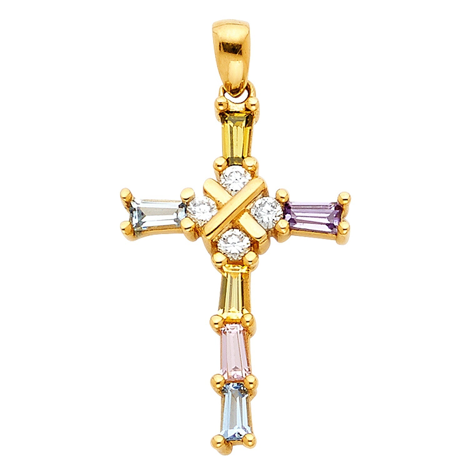 14KY CROSS CZ PENDANT