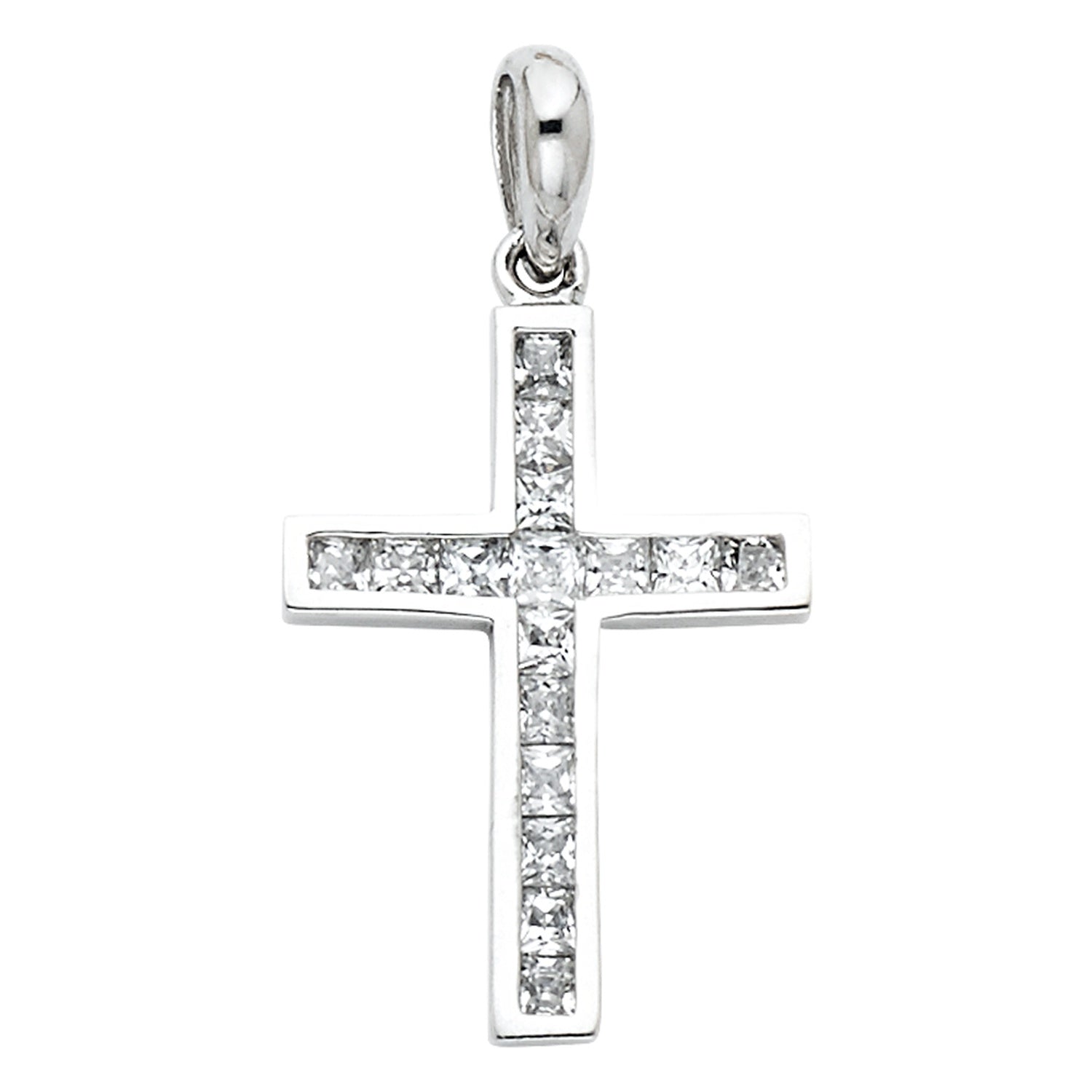 14KW CROSS CZ PENDANT