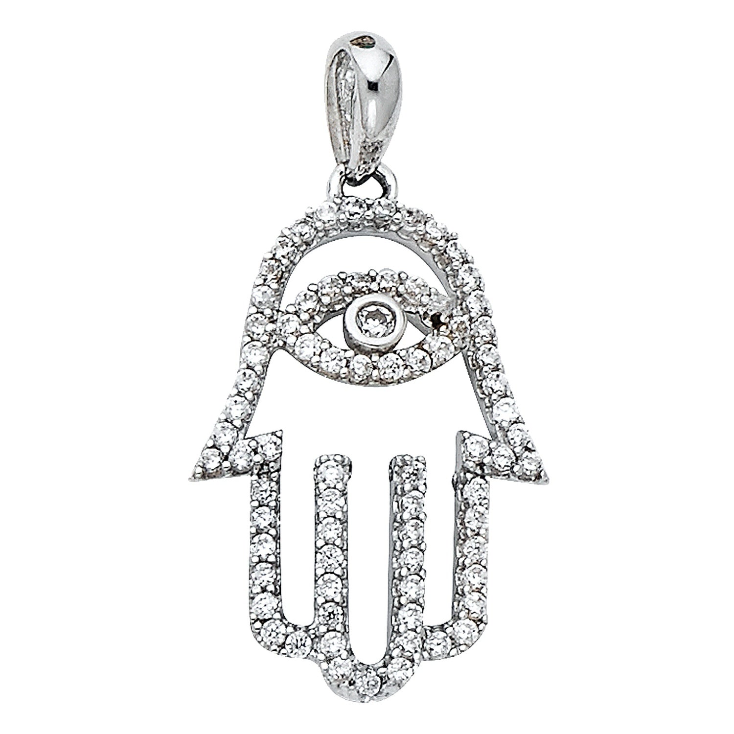14KW HAMSA HAND CZ PENDANT
