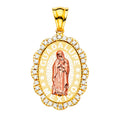 14K 2T CZ OUR LADY OF GUADALUPE PENDANT