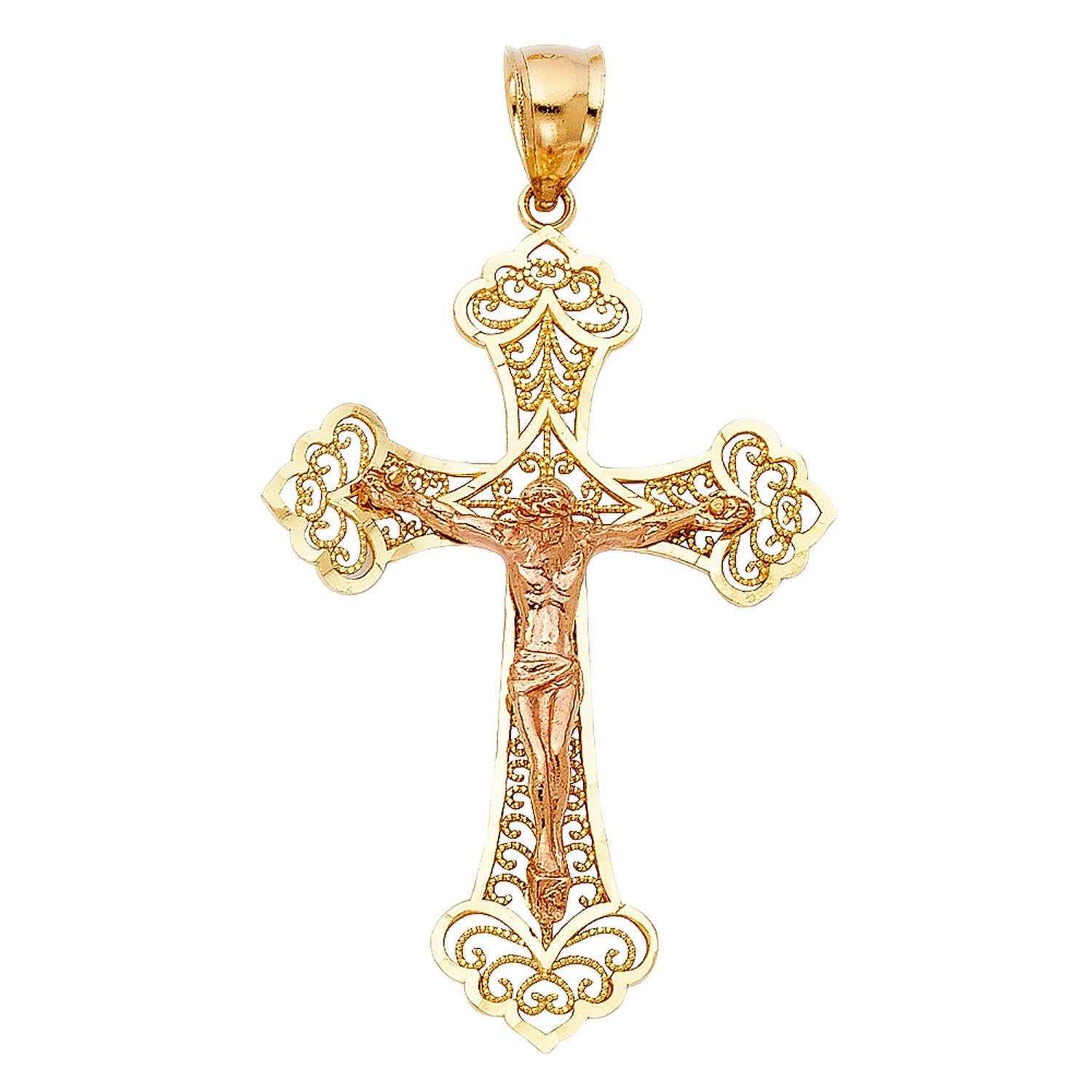 14K 2C FANCY CRUCIFIX PENDANT