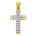 14K 2T CZ CROSS PENDANT
