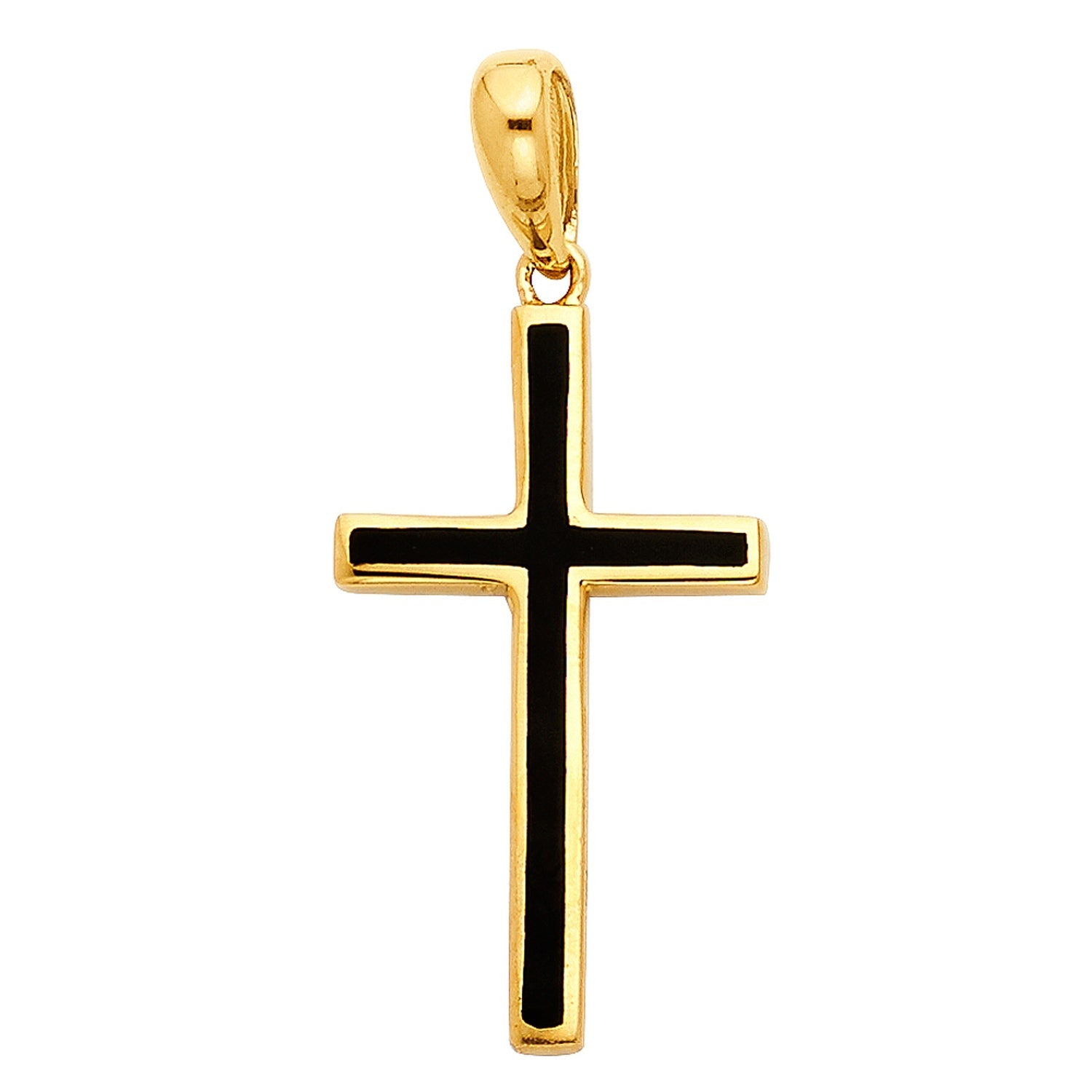 14KY CROSS W/ BLACK ENAMEL PENDANT