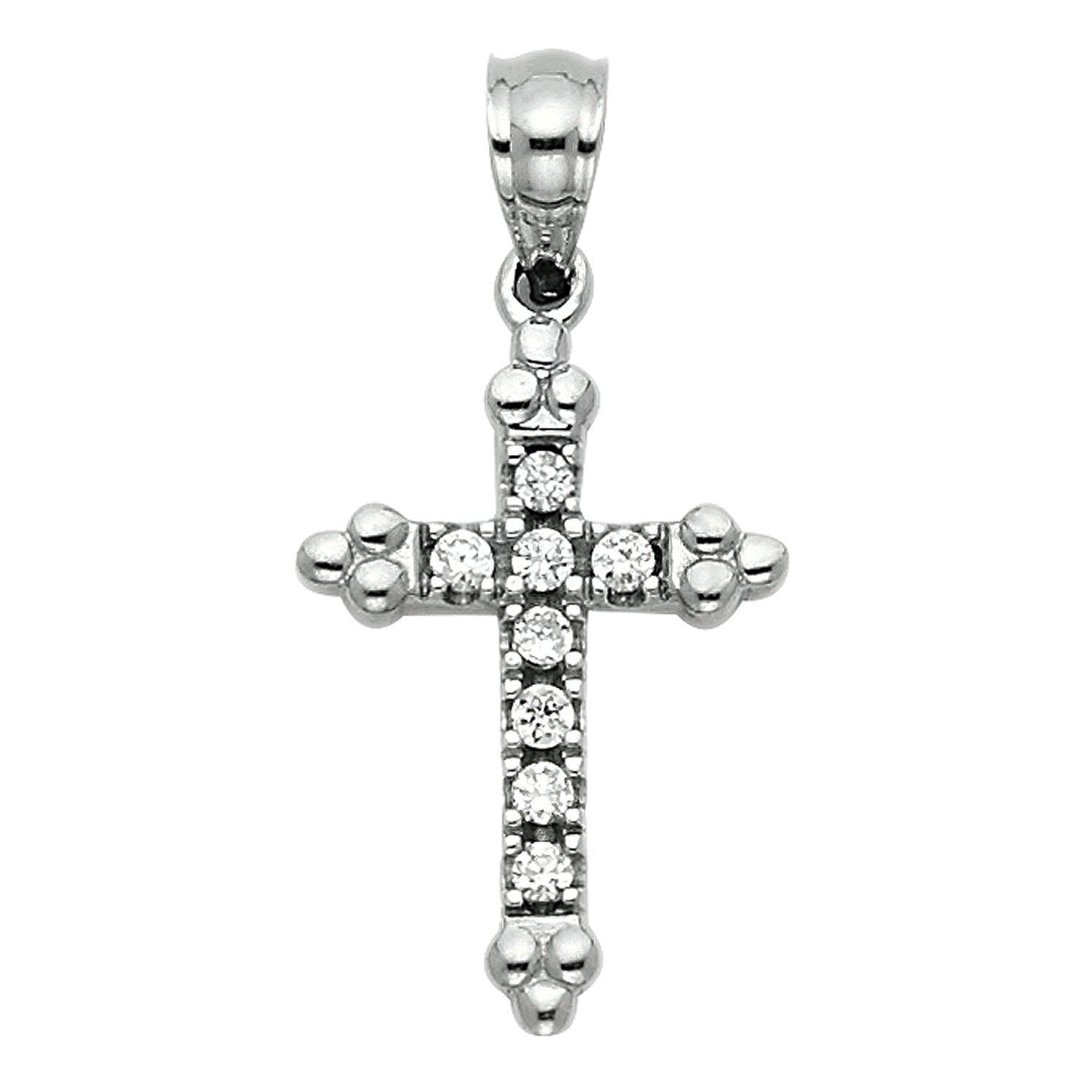 14KW CZ CROSS PENDANT