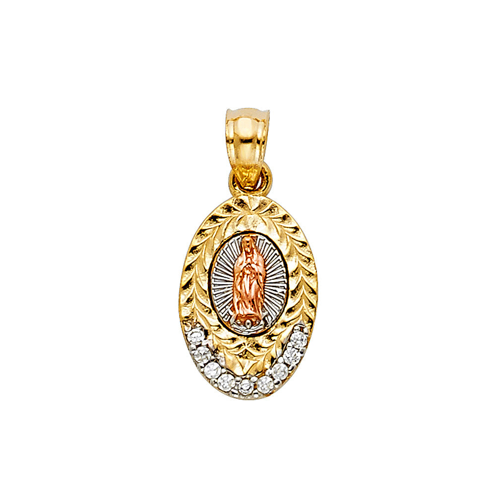 14K 3C CZ OUR LADY OF GUADALUPE PENDANT