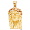 14K 2T CZ JESUS CHRIST HEAD PENDANT
