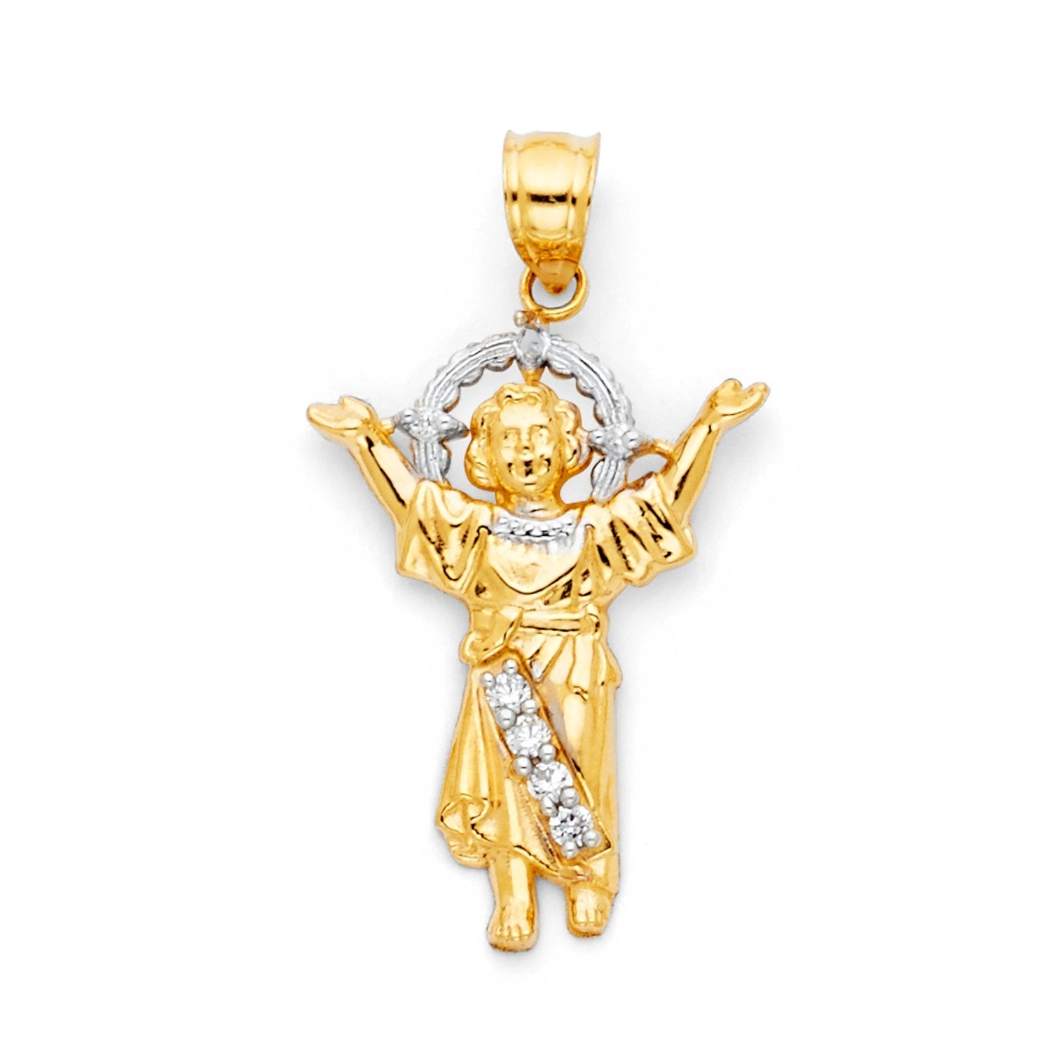 14K 2T CZ DIVINE INFANT JESUS PENDANT