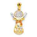 14K 3C CZ DIVINE INFANT JESUS PENDANT