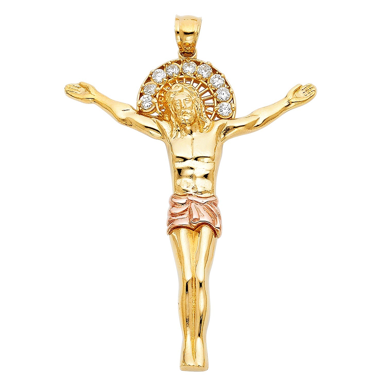 14K 2C CZ JESUS CHRIST BODY PENDANT