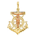 14K 2T CRUCIFIX ANCHOR PENDANT