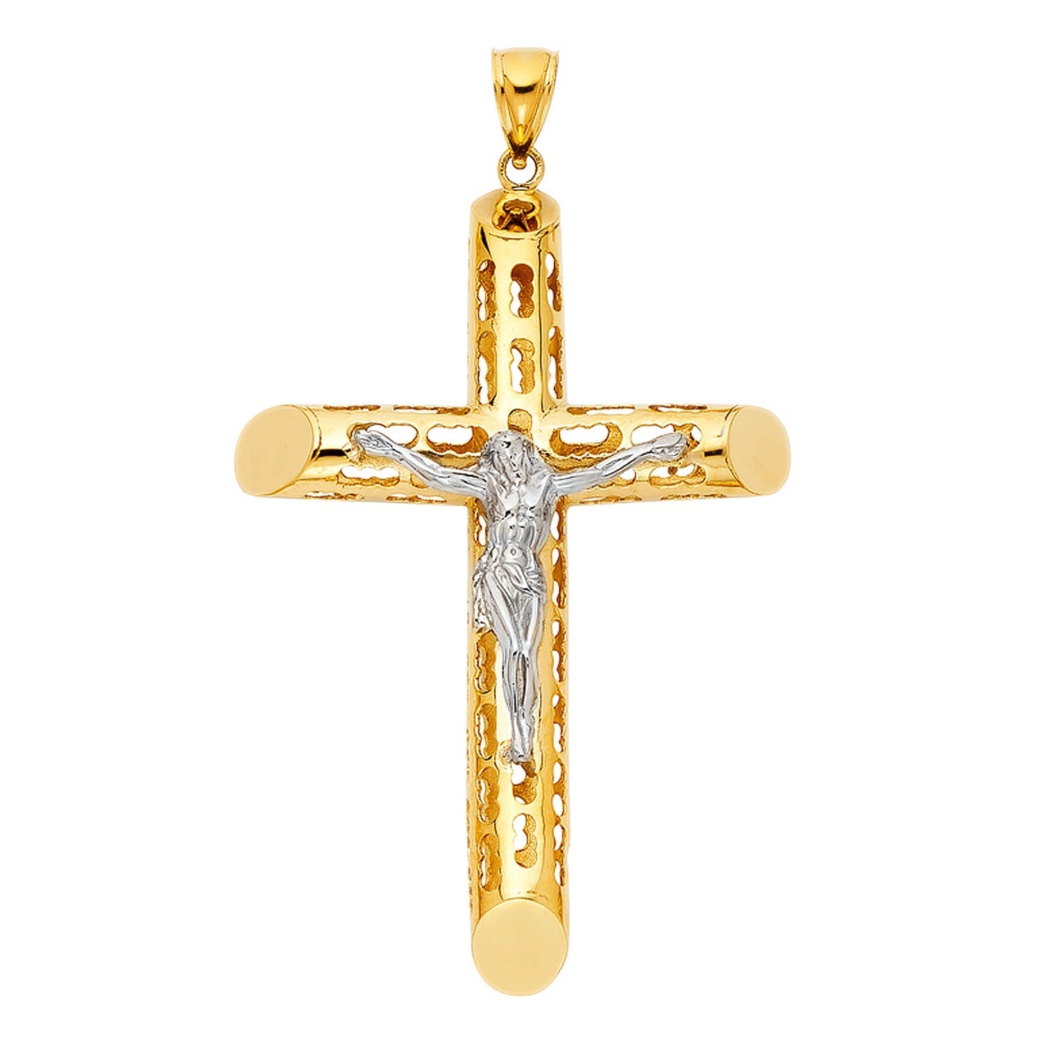 14K 2T CUT-OUT CRUCIFIX PENDANT