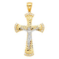 14K 2T CZ CUT-OUT CRUCIFIX PENDANT