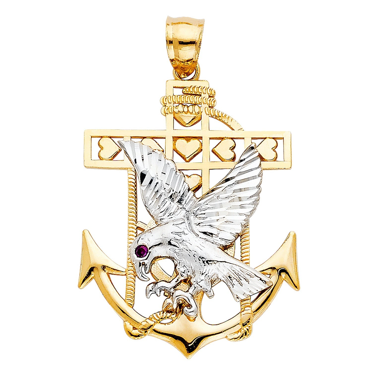 14K 2T MARINER EAGLE PENDANT