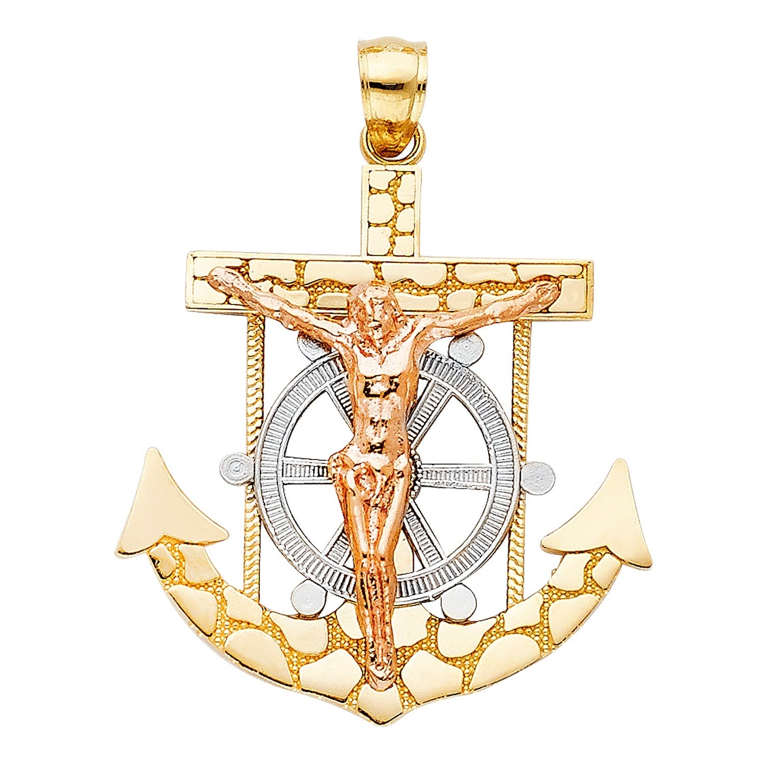 14K 3C MARINER CRUCIFIX PENDANT