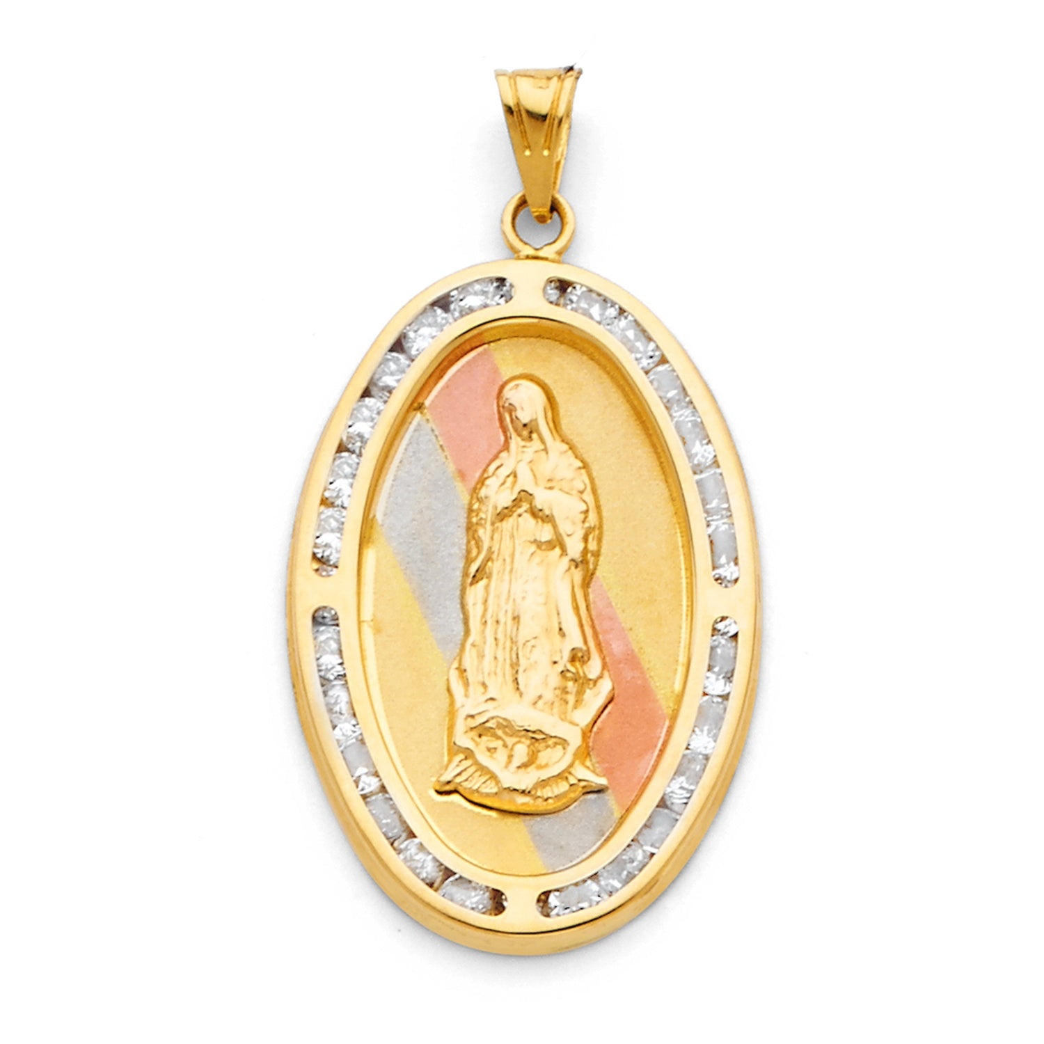 14K 3C GUADALUPE CZ PENDANT