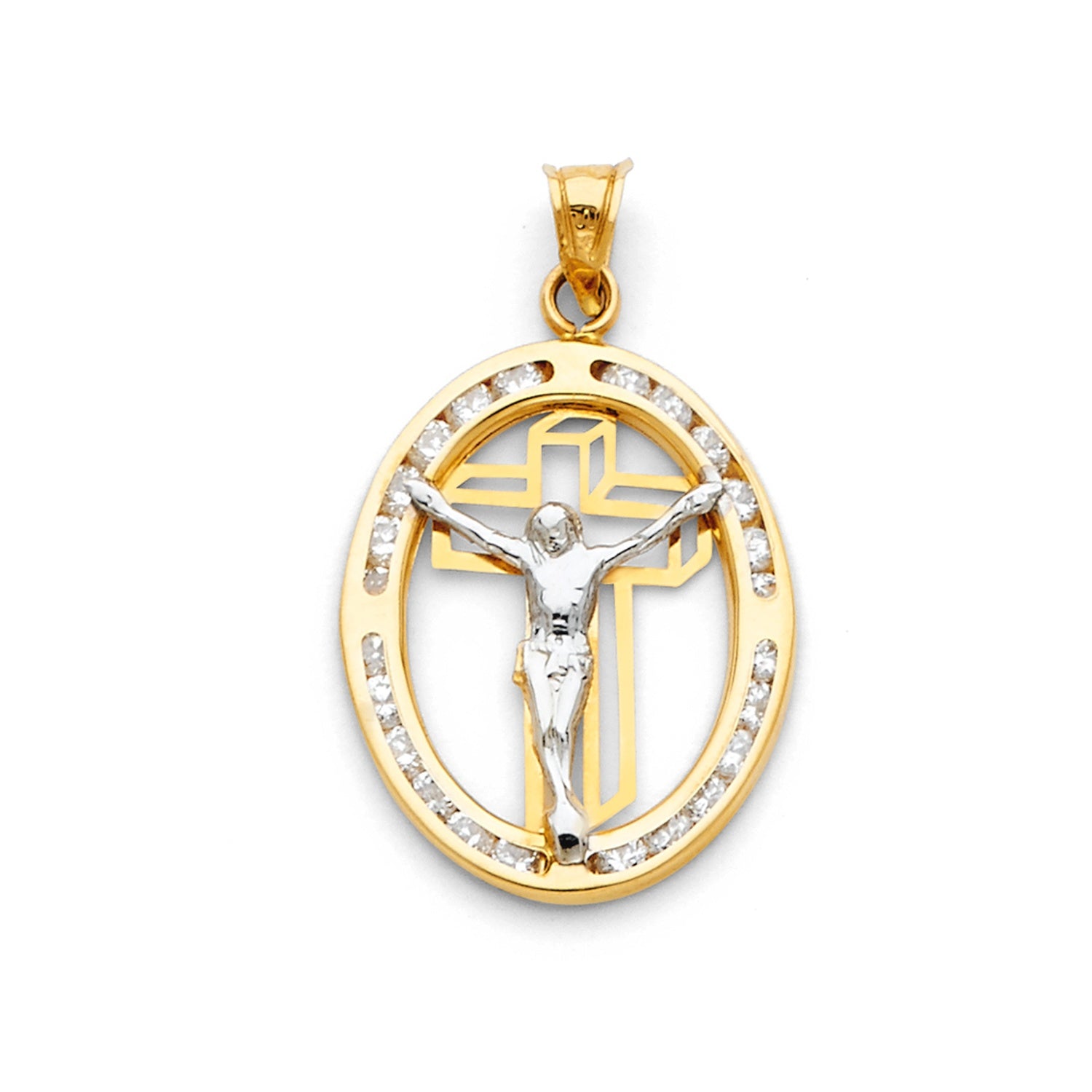 14K 2T JESUS CZ PENDANT