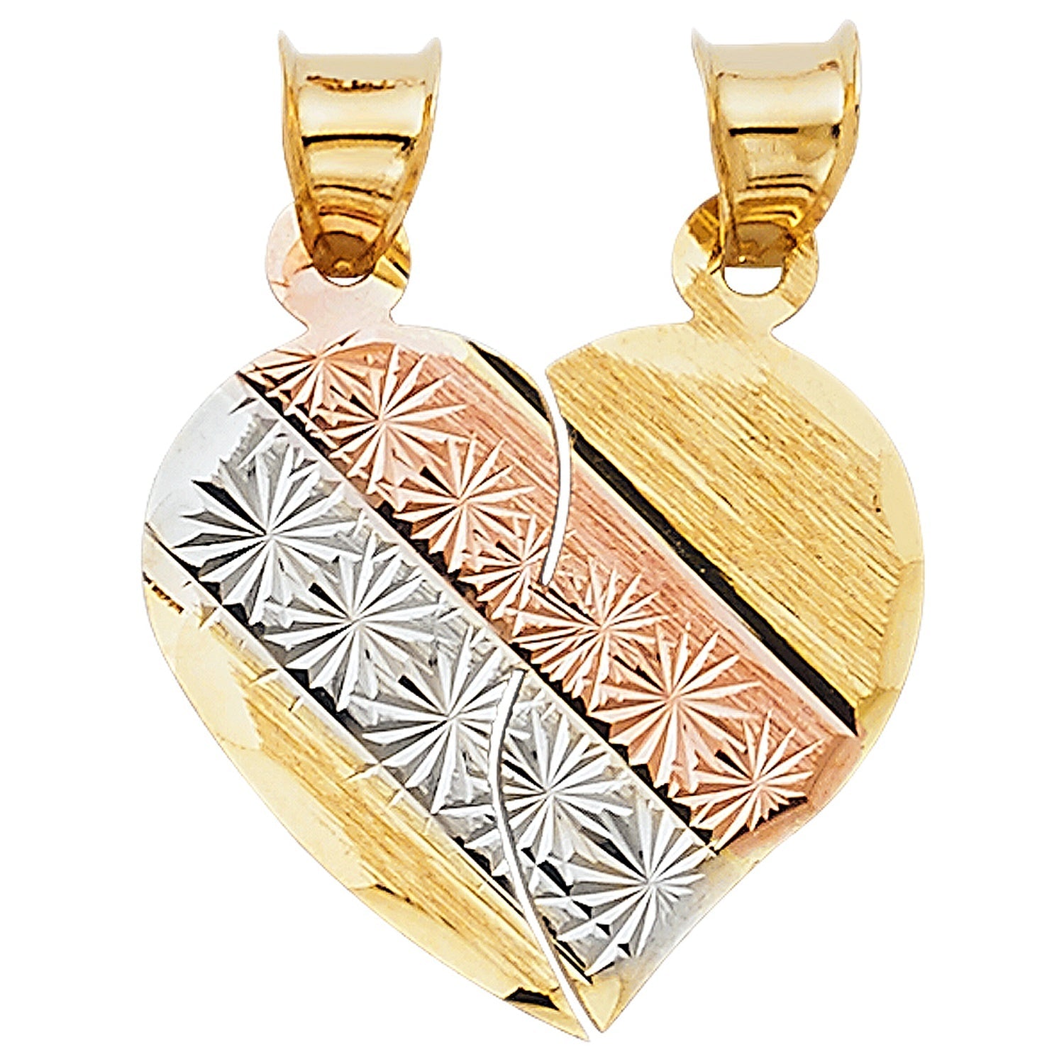 14K 3C HEART 2 PIECE PENDANT SET