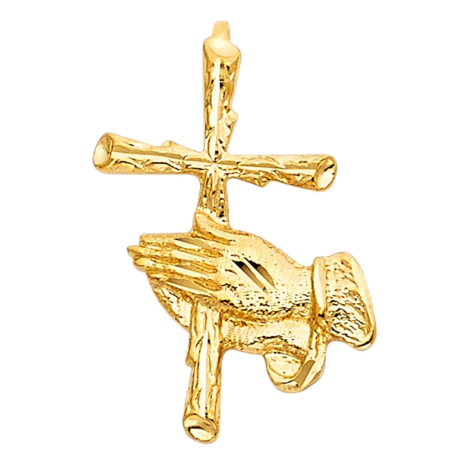 14KY PRAYING HAND W/ CROSS PENDANT
