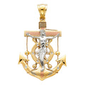 14K 3C CRUCIFIX ANCHOR PENDANT