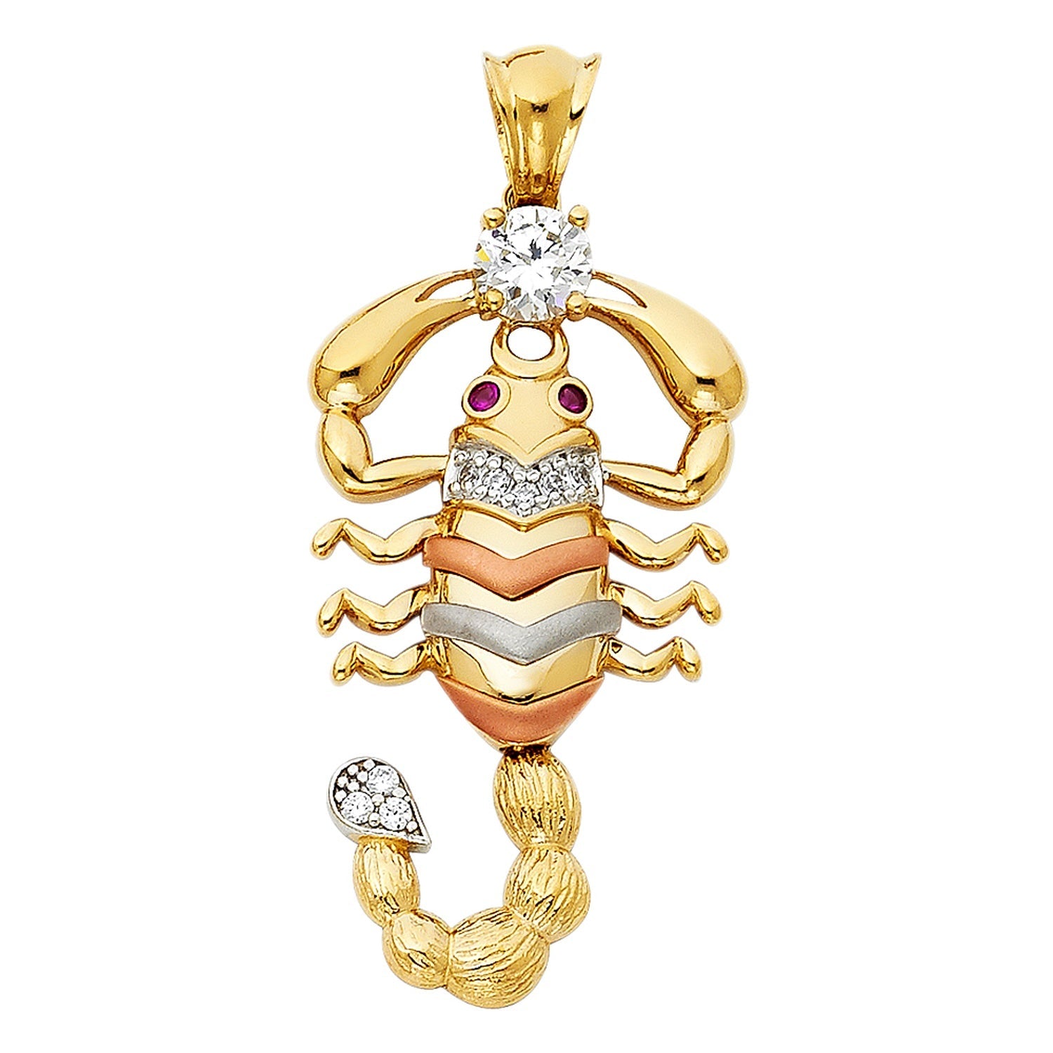 14K 3C CZ SCORPION PENDANT